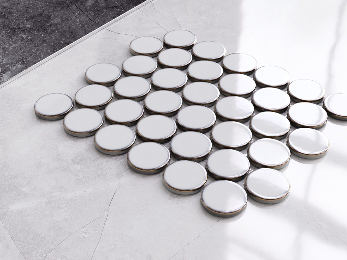 Mosaïque grillagée pour salle de bain et cuisine en céramique WHITE DOTS - 2