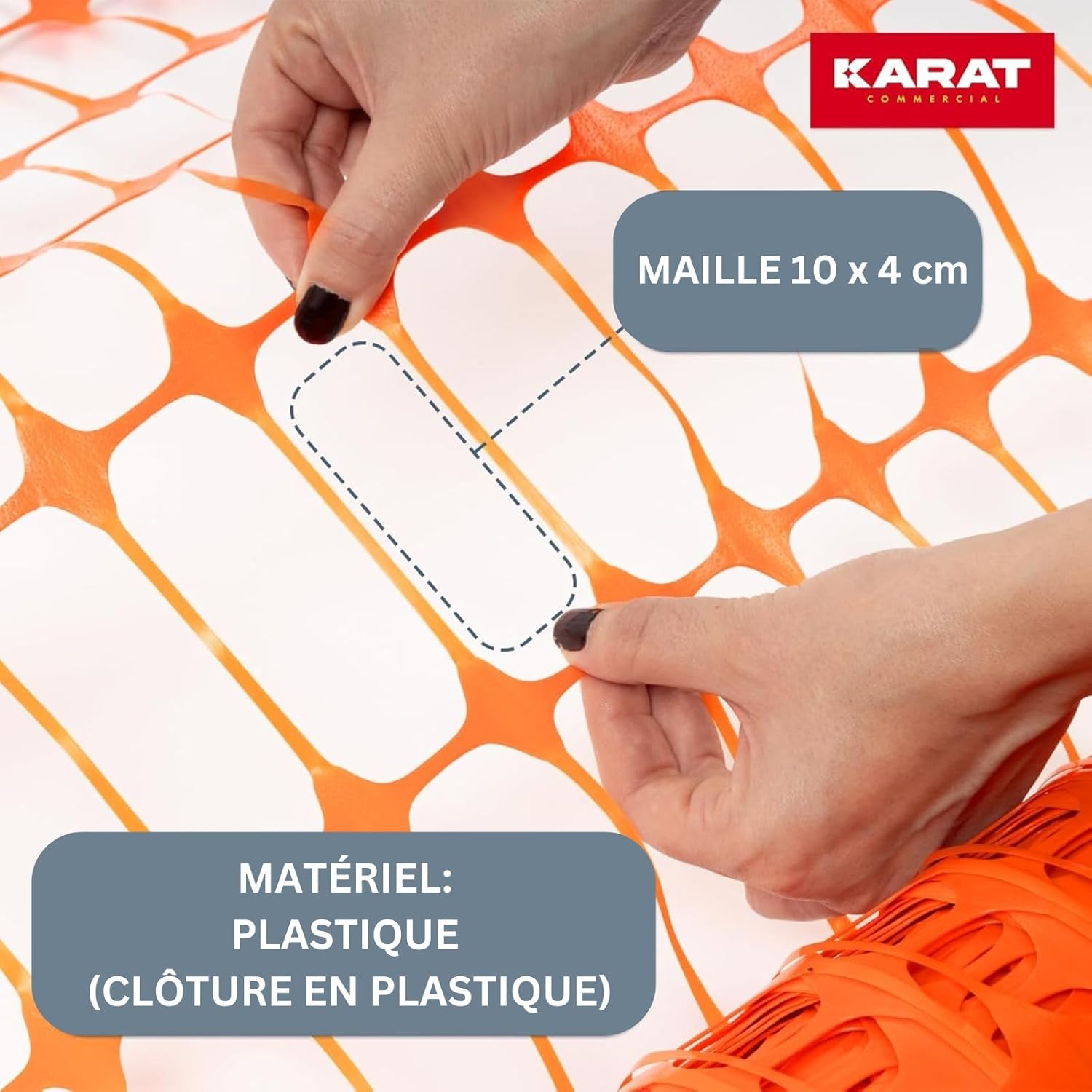 Grillage plastique Mailles: 10 x 4 cm Hauteur: 100 cm Longueur: 30 m Orange - 4