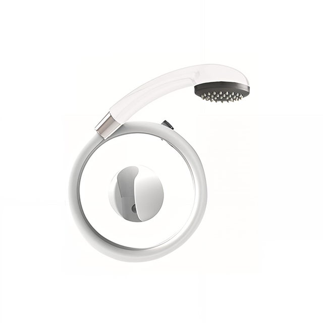 Kit douche 1 jet COBRA blanc, flexible PVC blanc 1,50m, support mural sphérique