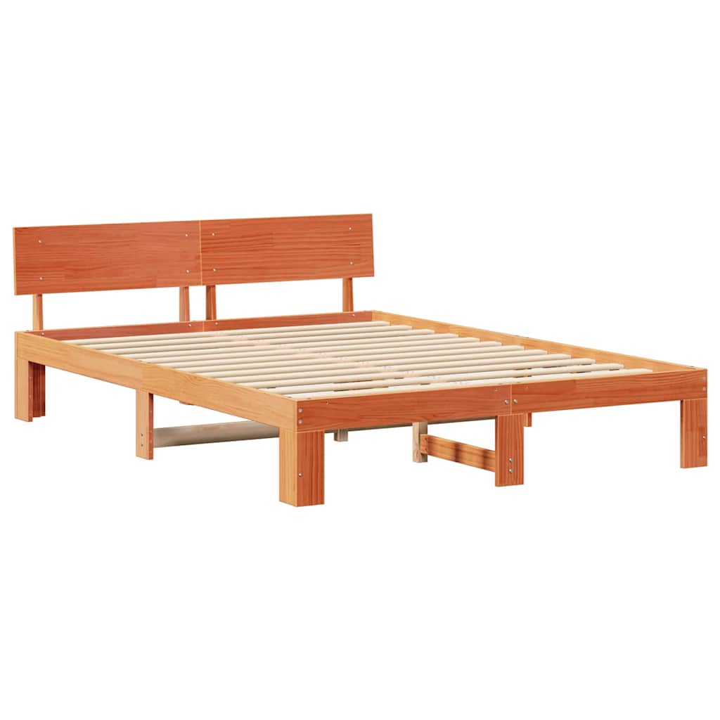Ramka łóżka Woskowy Brąz 160 x 200 cm Lite drewno sosnowe vidaXL - 5