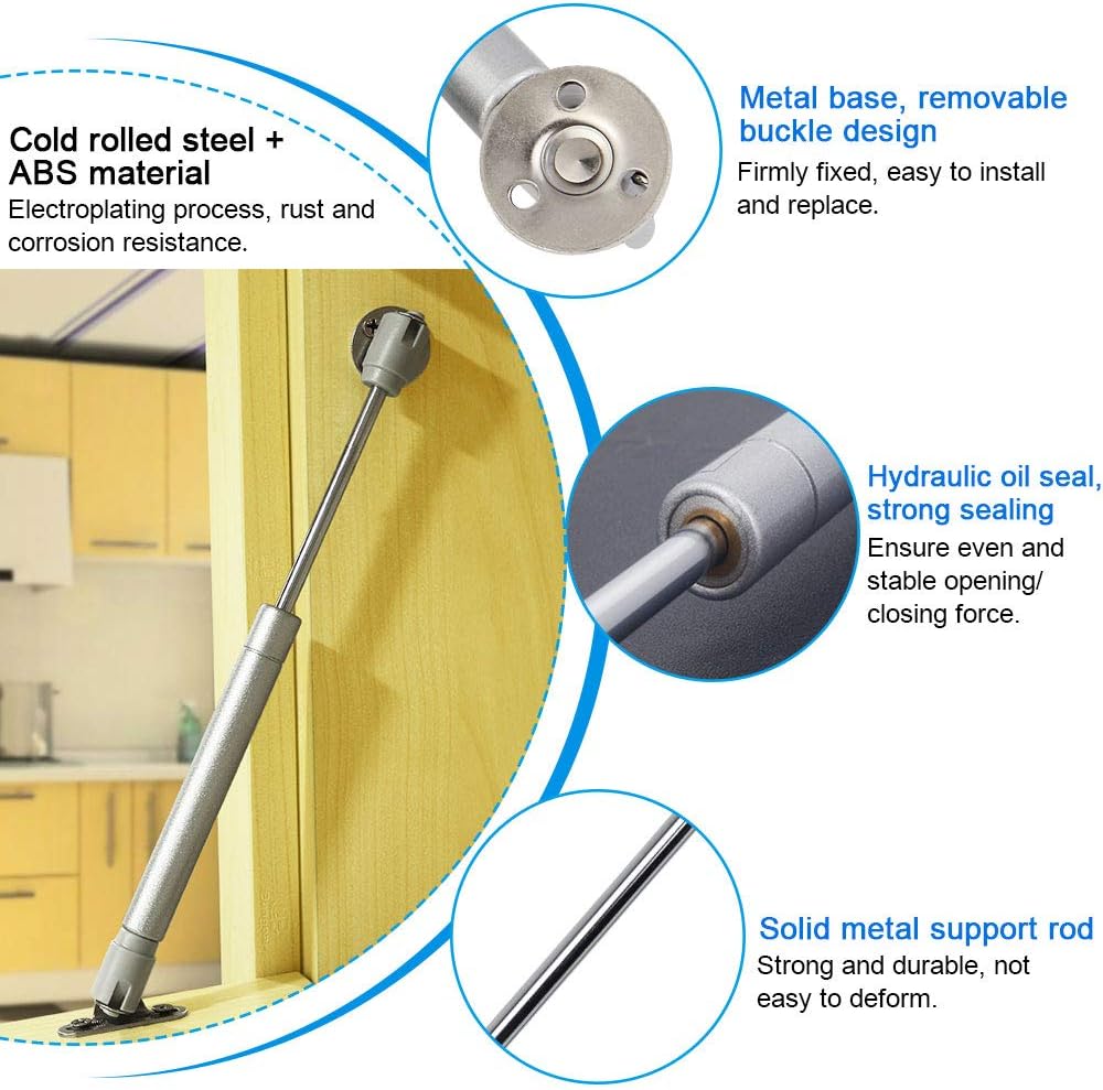 4 peças acedores a gás 100N/10kg molas a gás dobradiças de elevação hidráulicas acedores de móveis de cozinha molas a gás hidráulicas - 2