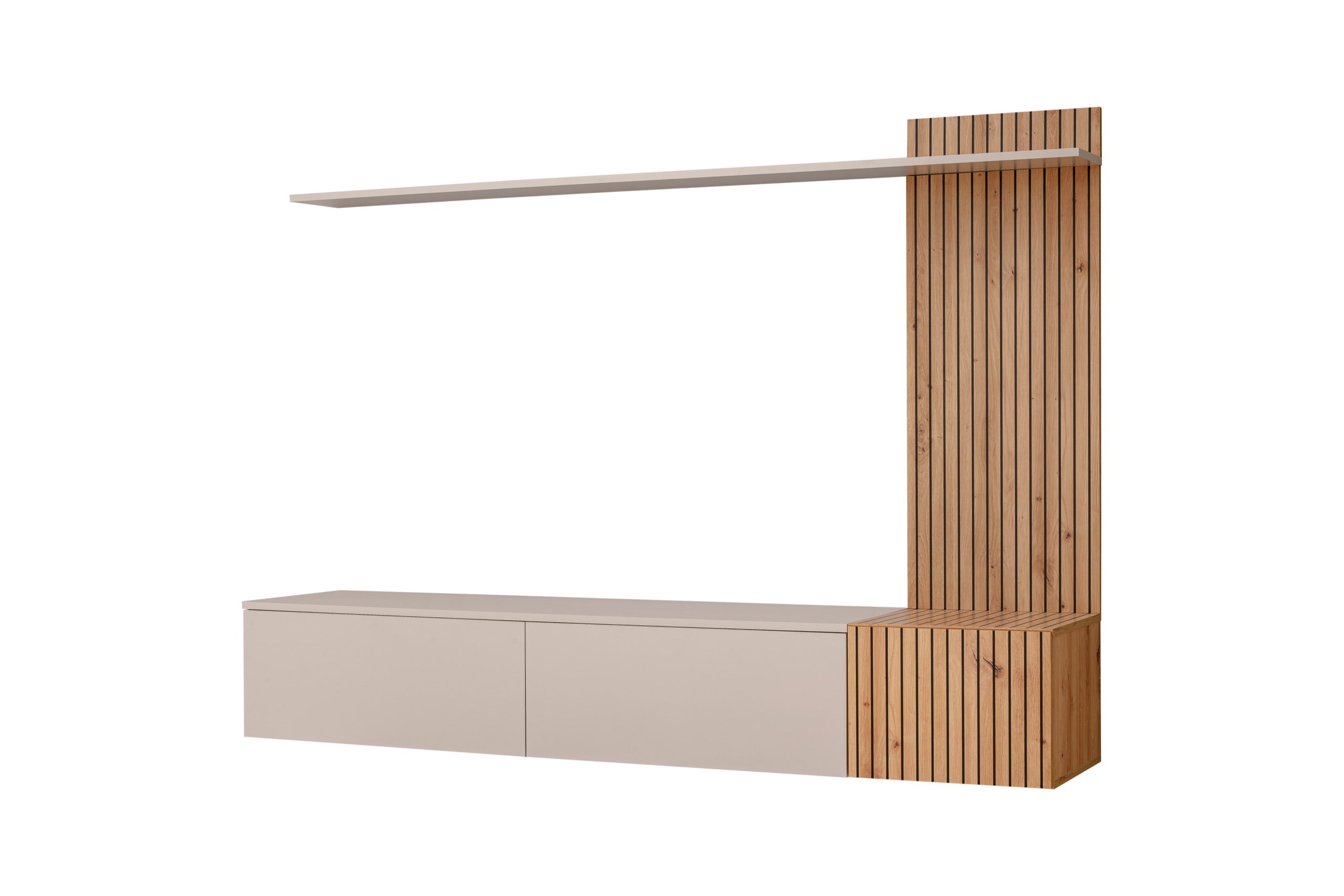 Parete attrezzata sospesa moderna cashmere e rovere 180x130 PAP152 - 2