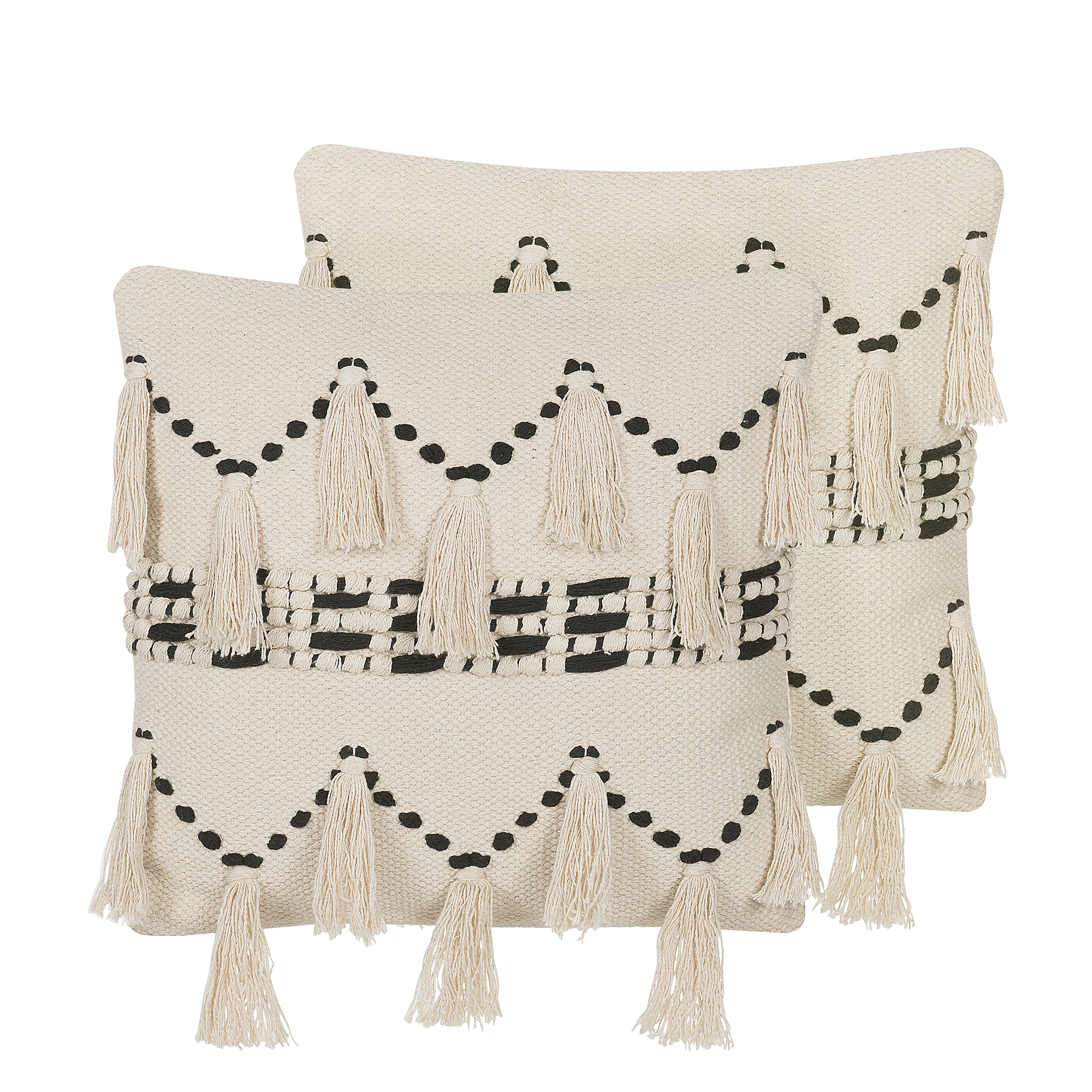 Beliani conjunto de 2 cojines decorativos thondi algodón 45 x 45 cm beige a rayas