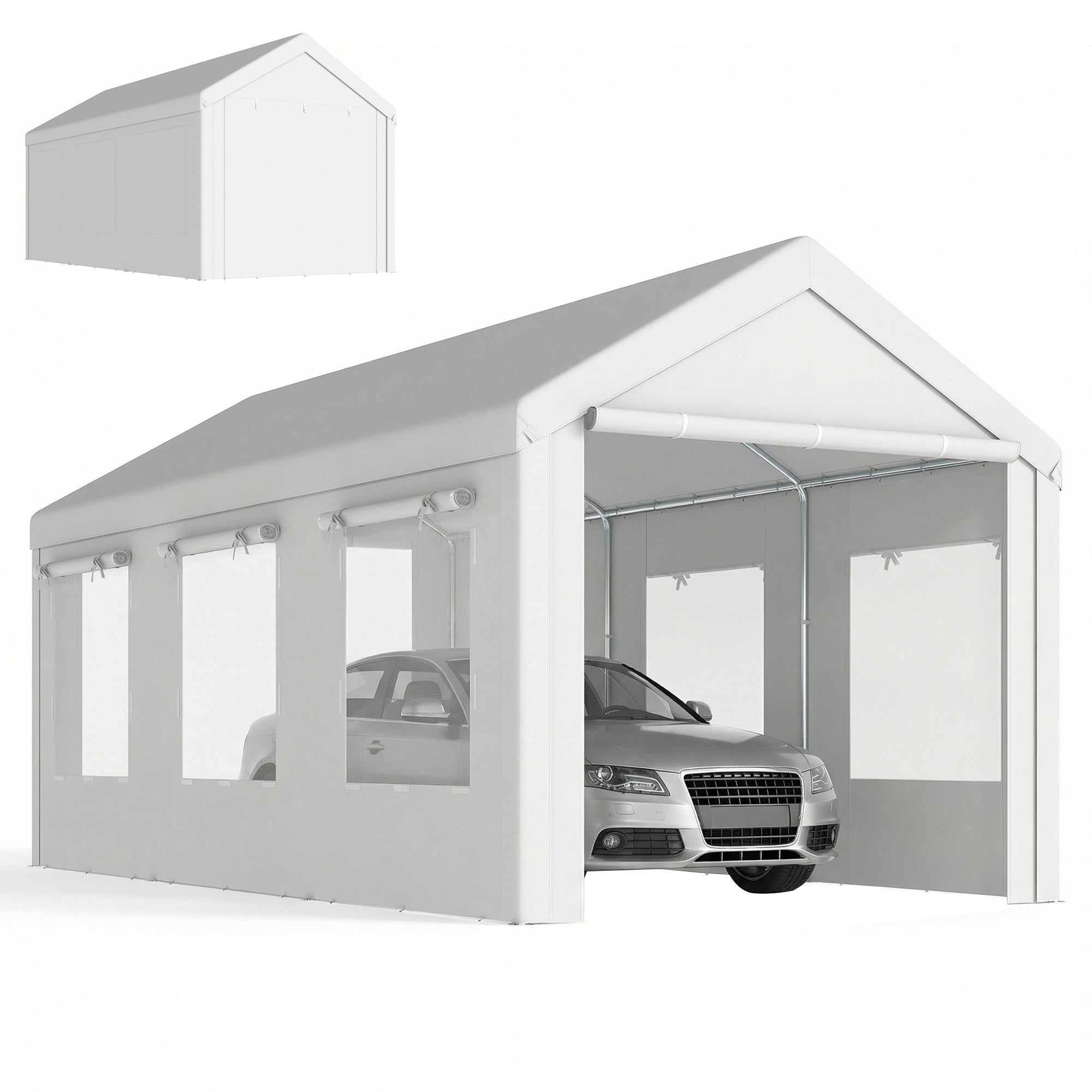 Garage extérieur 3 x 6 m, étanche, structure robuste en acier galvanisé ...
