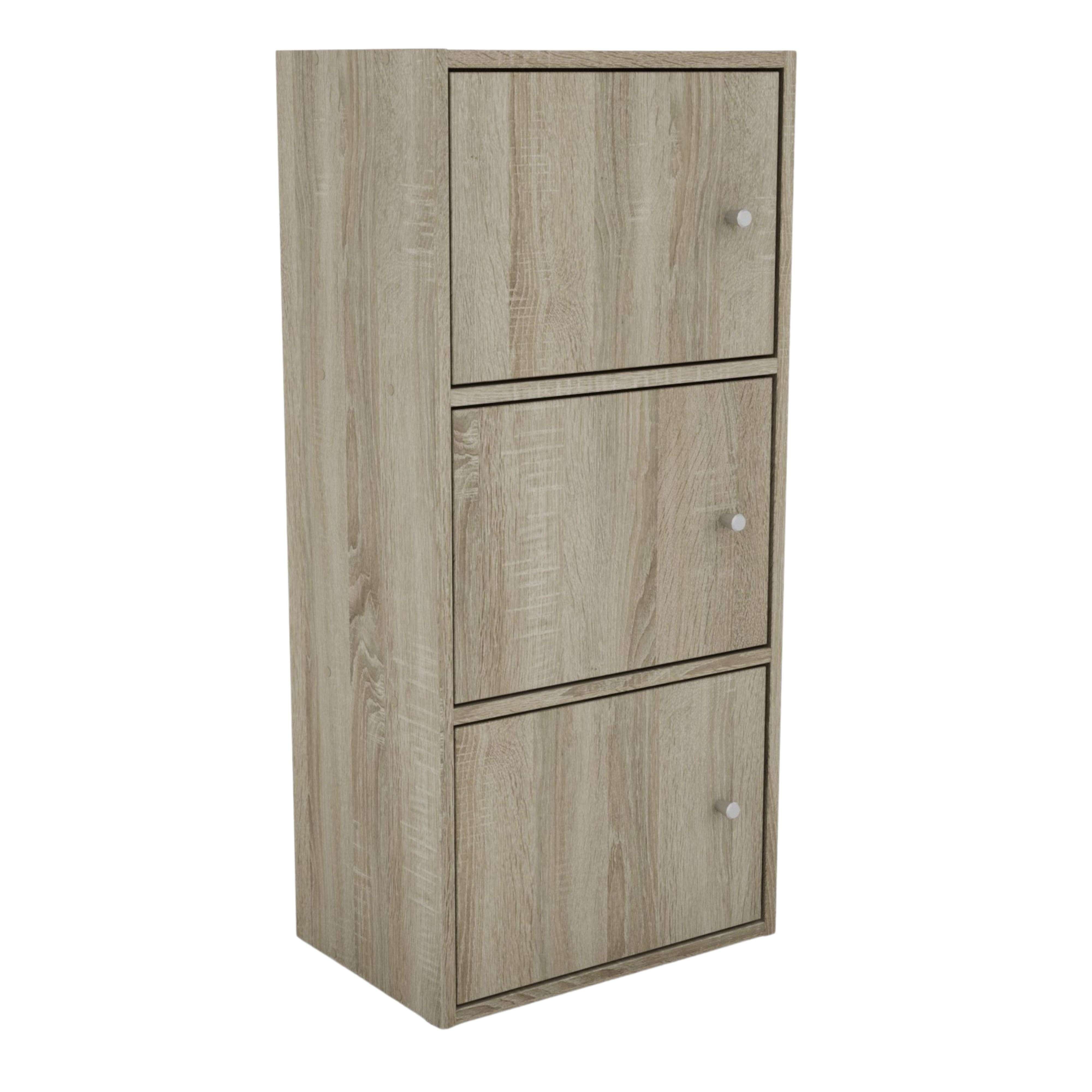 Estantería de Salón Plea, Mueble Organizador Comedor Roble Sonoma 1 armario 3 puertas, 1 estantería 3 niveles Melamina 42x184x29 cm - 2