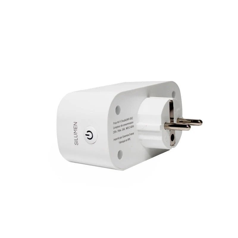 Prise Connectée WiFi Double avec Minuteur et Compteur de consommation - SILAMP - 2