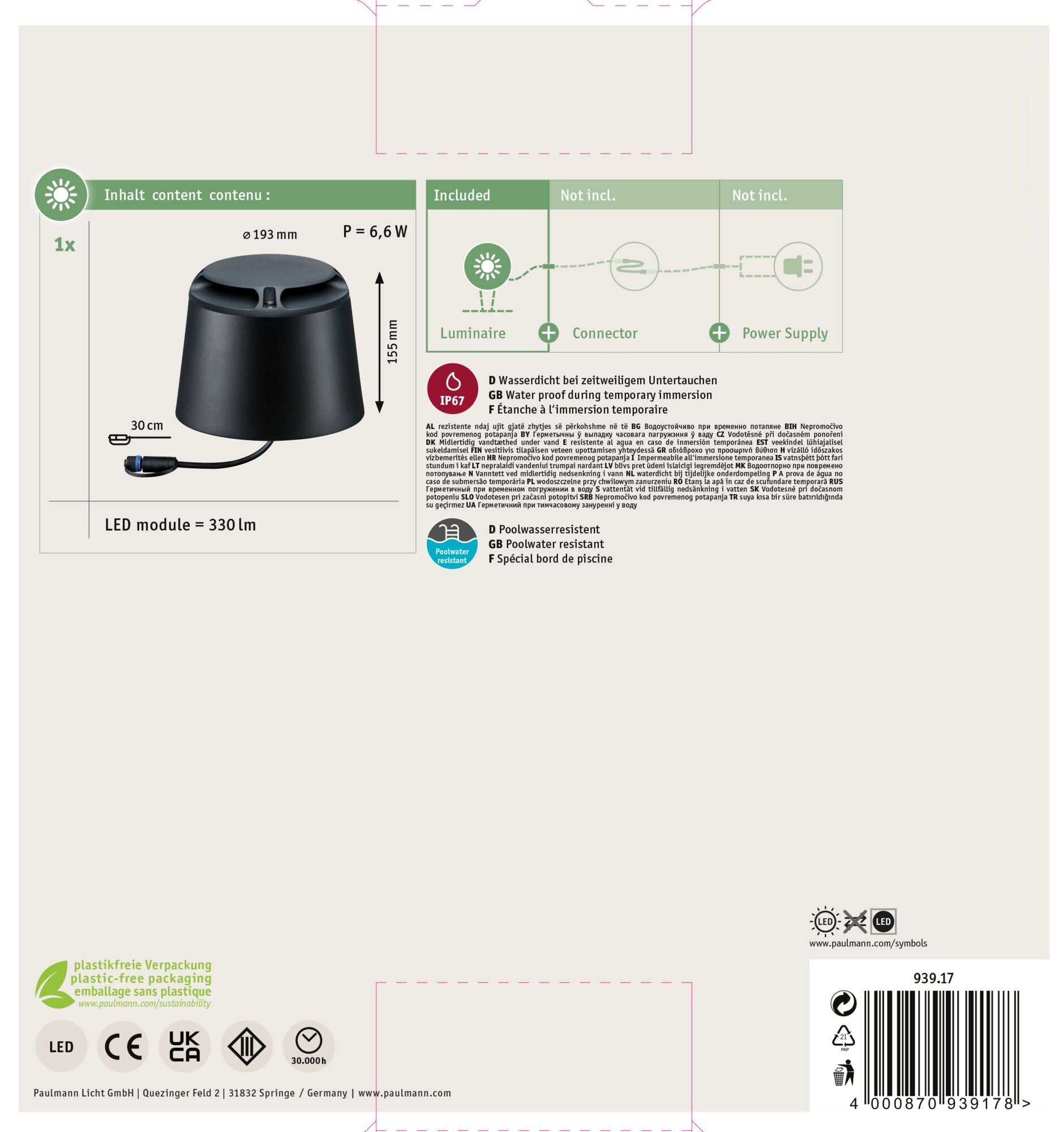Plug & Shine Luminaire encastré à poser sur le sol LED Blanc chaud Spot individuel Émission lumineuse double, 180° IP67 3000K 2x3,3W Anthracite - 10
