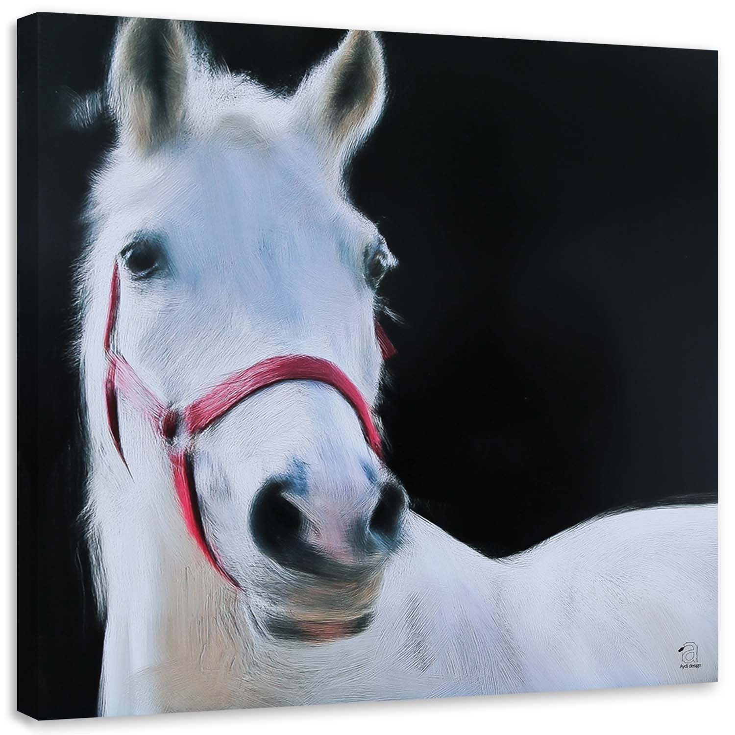 Obraz na płótnie, Biała głowa konia 30x30