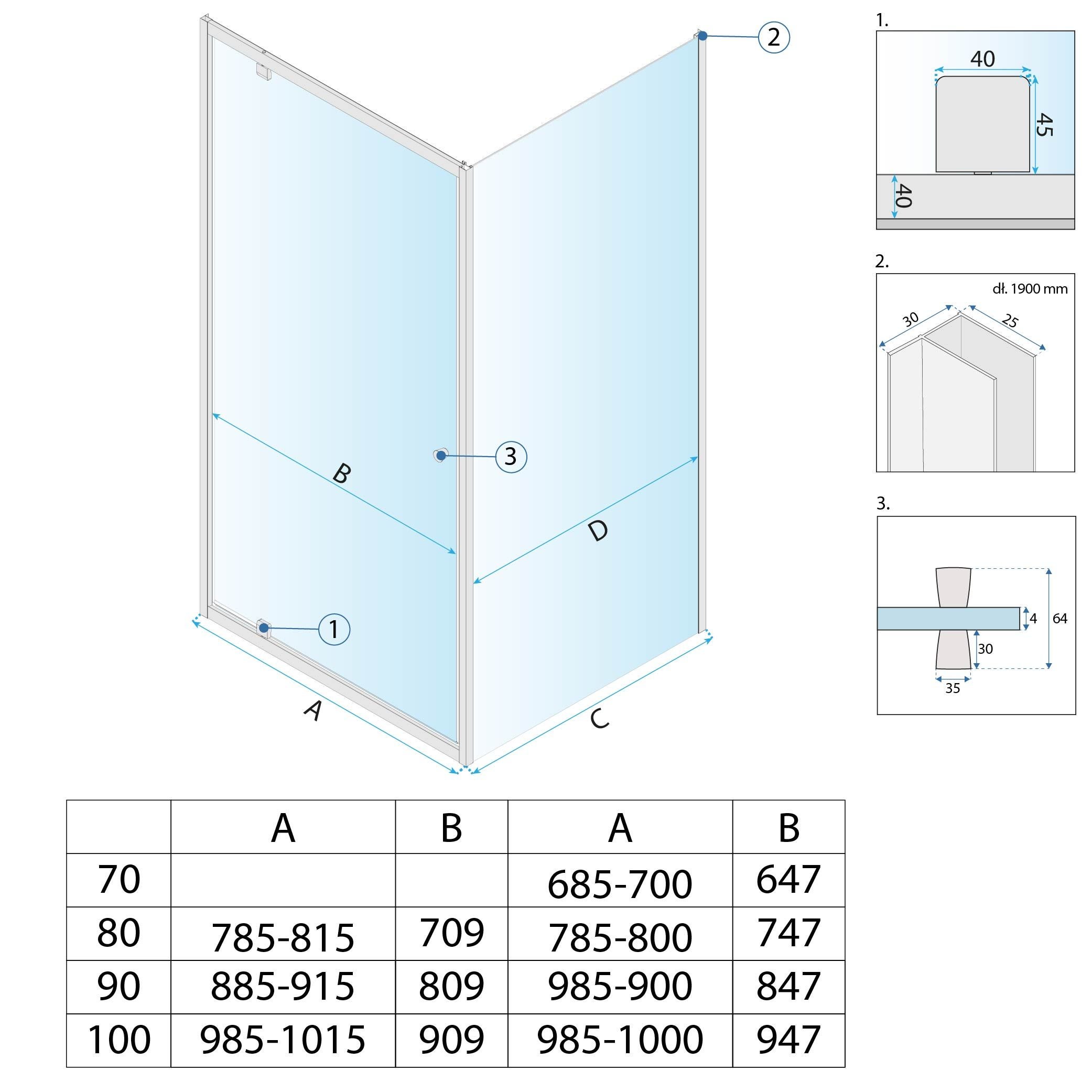 Kabina Prysznicowa Narożna Rea Primo Swing 100x100 Chrom - 8