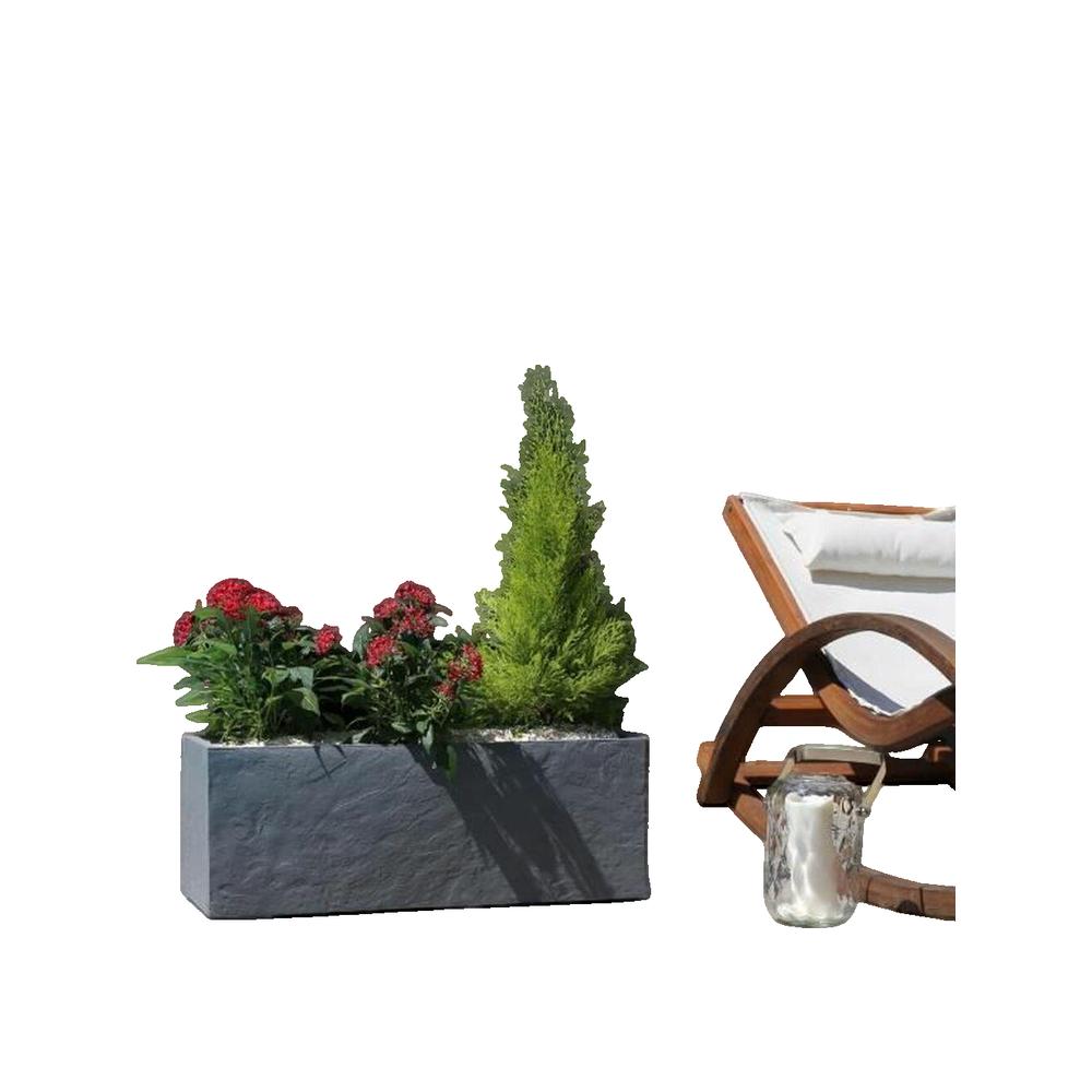 Jardinière rectangulaire Volcania Up effet pierre 57 L Anthracite - Eda - 3