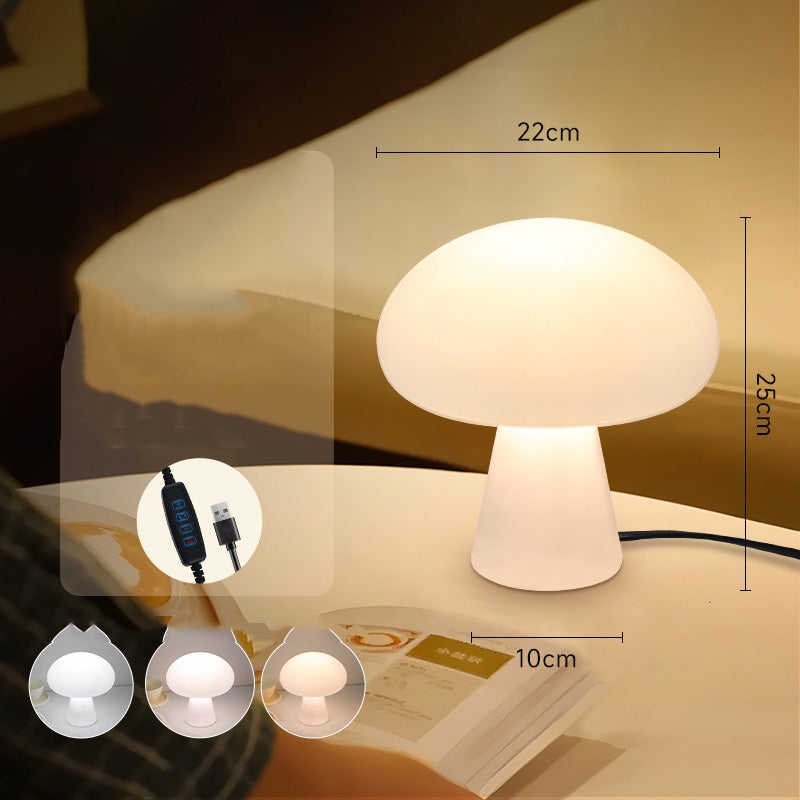 Lampe de chevet d'ambiance moderne avec LED champignon tricolore à intensité variable, veilleuse décorative, version à brancher - 2