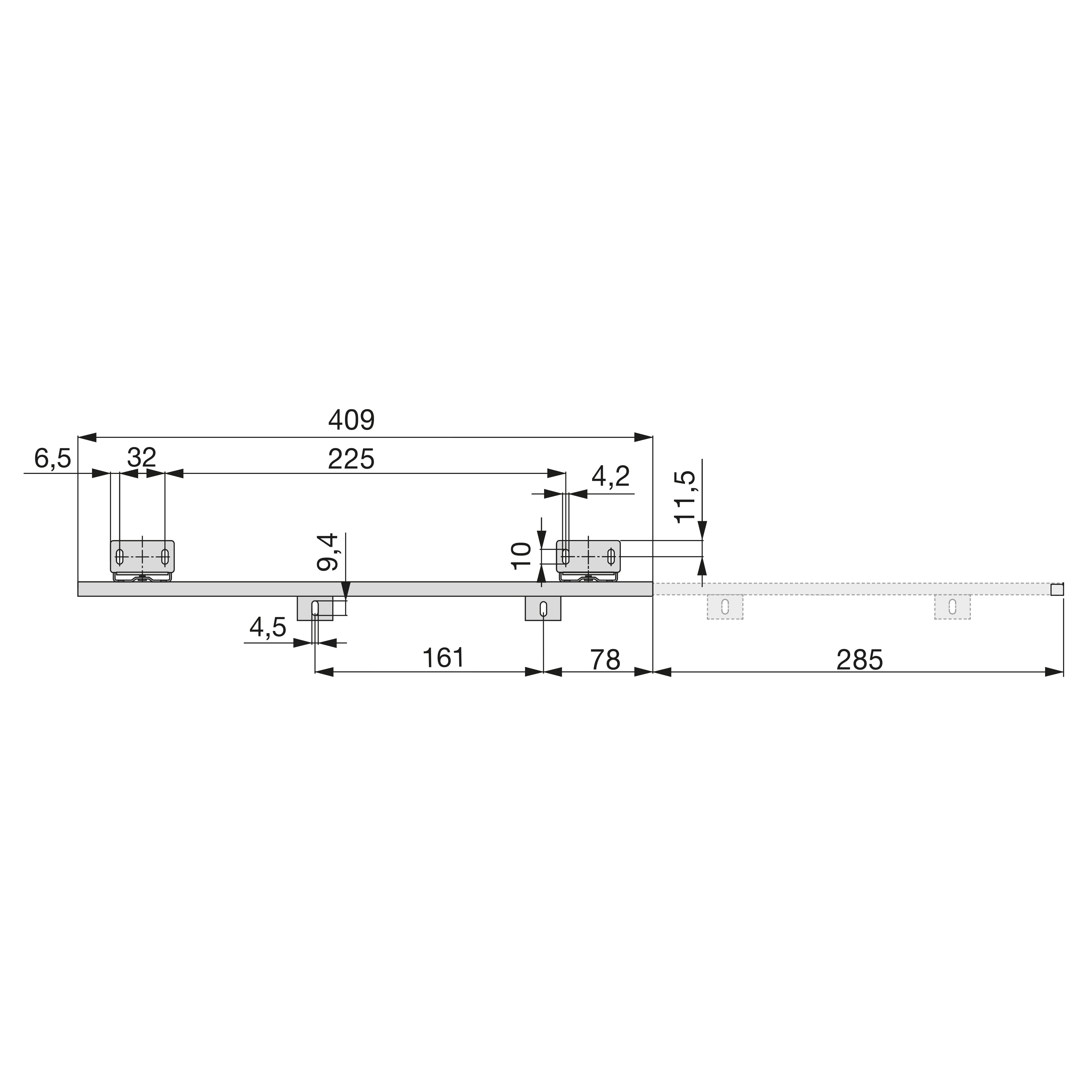 Emuca conjunto de corrediças porta-teclados com rolamentos de esferas em aço, Aço, Zincado preto - 4