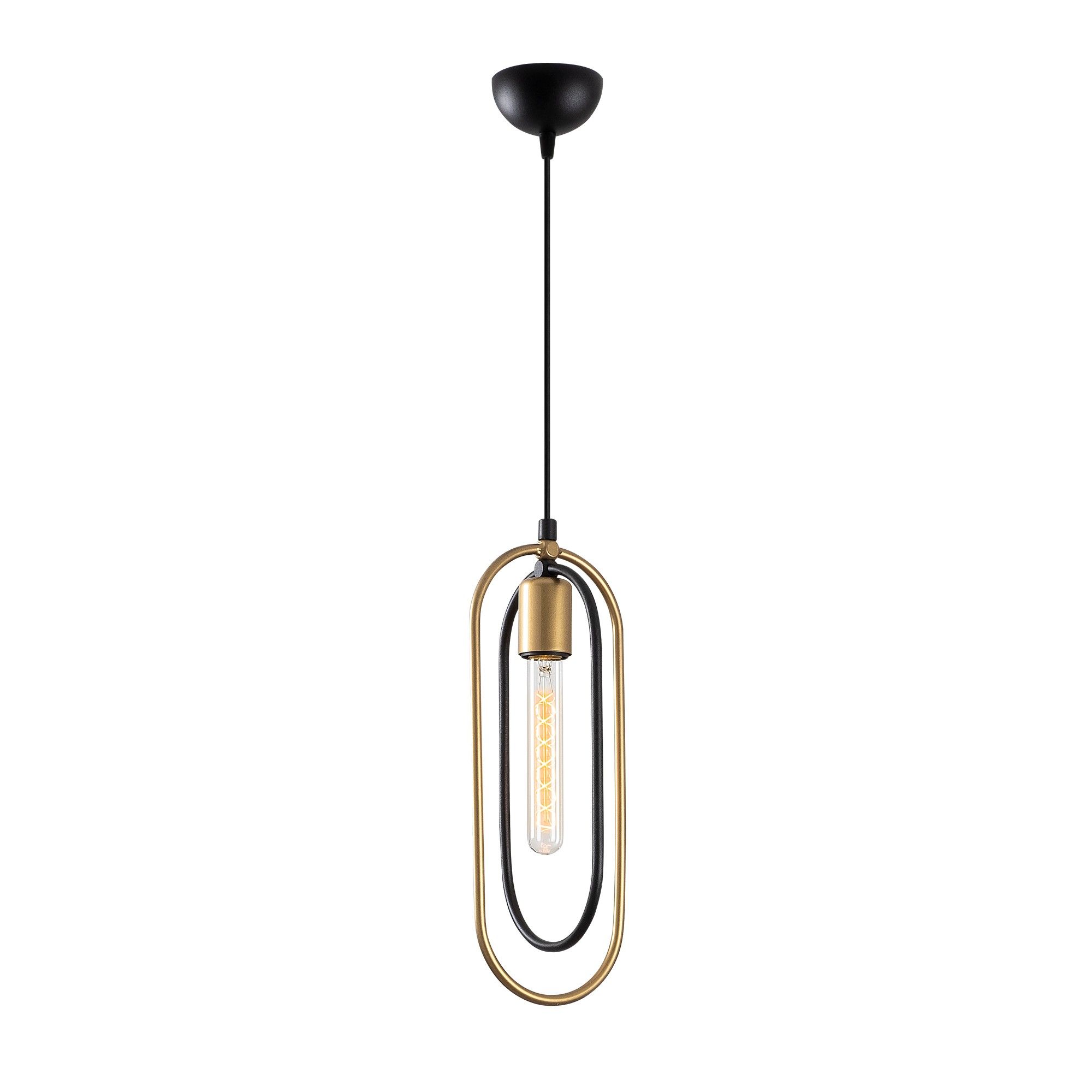 Lustra CERCO 2011, negru/auriu, metal, 14x8x52-132 cm