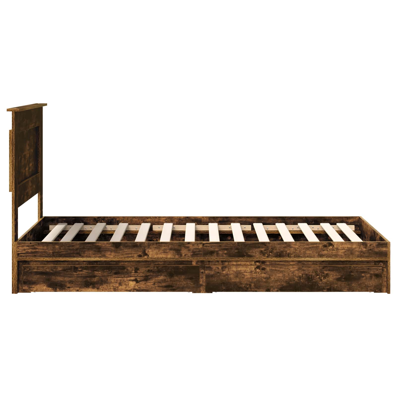 Lit de rangement chêne fumé 75 x 190 cm en panneau de bois - 9