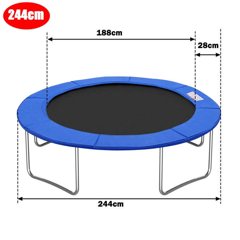 Tappetino Di Protezione Per Trampolino Rotondo 2,44 M – Coprimolle In PVC Impermeabile Con Cinghie Di Fissaggio, Sicurezza Per Bambini