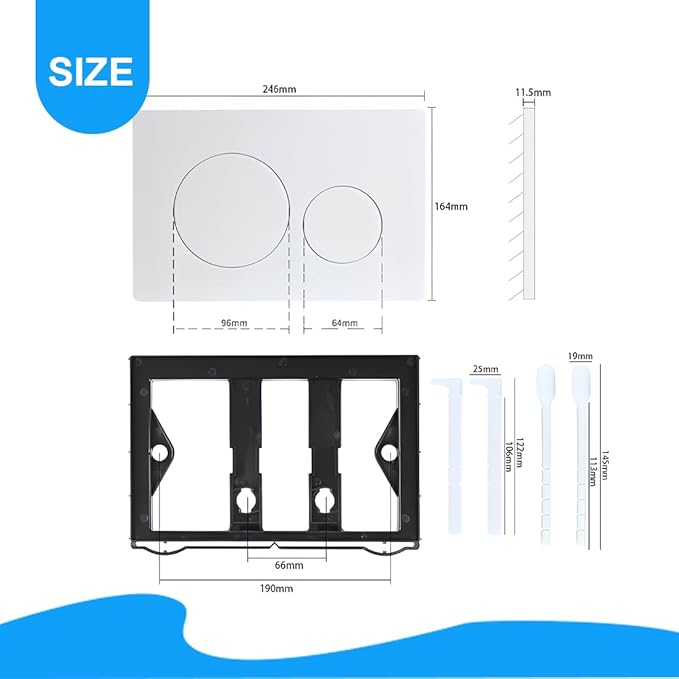 (Biały) 1 sztuka, pasuje do płytki spłukującej Geberit, płytki spłukującej Geberit, kompatybilnej z płytką spłukującą toalety wiszącej, ukryty panel