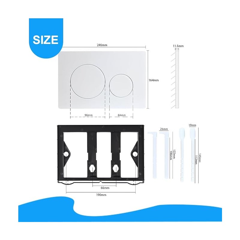 (Biały) 1 sztuka, pasuje do płytki spłukującej Geberit, płytki spłukującej Geberit, kompatybilnej z płytką spłukującą toalety wiszącej, ukryty panel