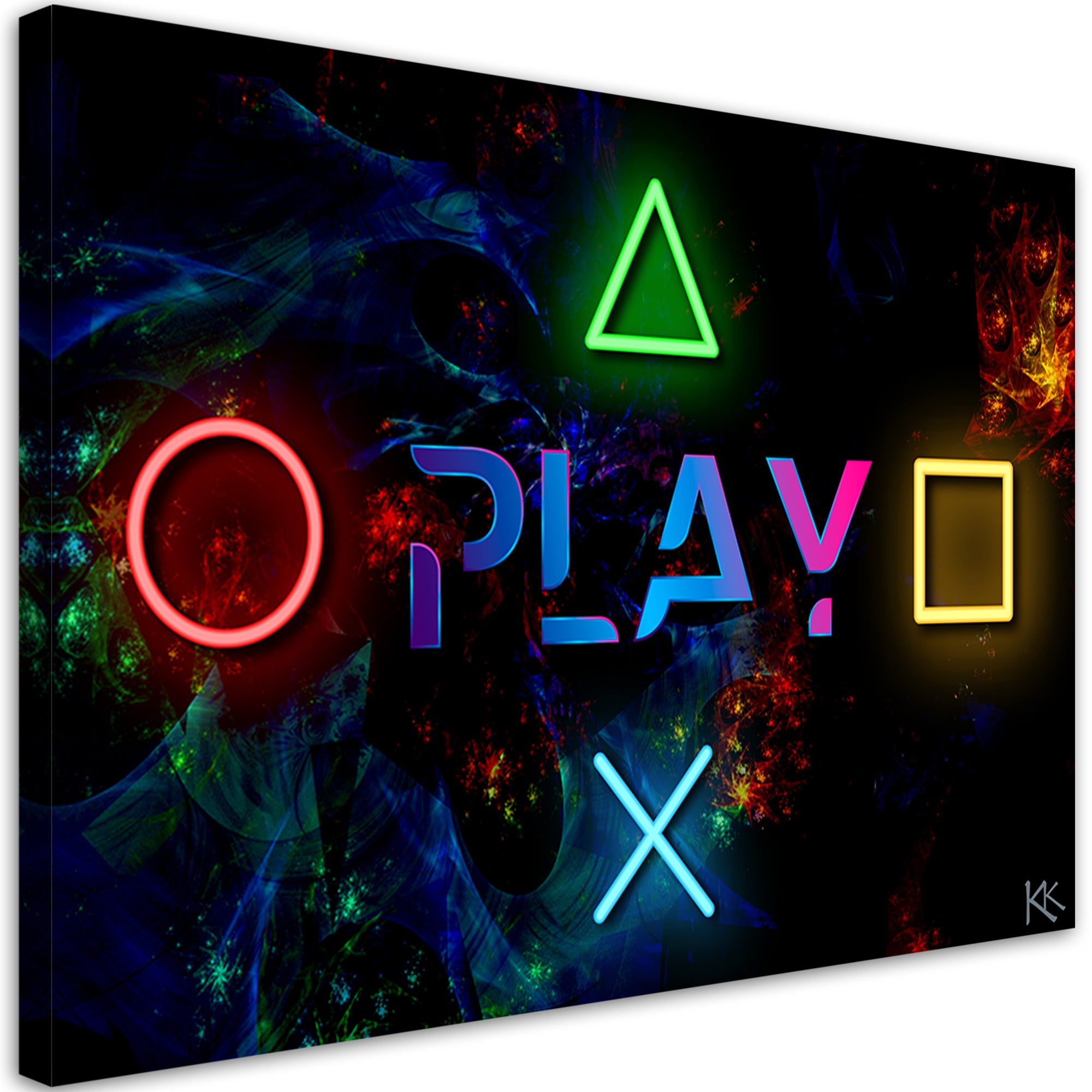 Obraz, Napis play i przyciski do kontrolera 120x80