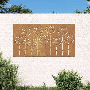 Decorazione Muro Da Giardino 105x55 Cm Fiore In Acciaio Corten VidaXL