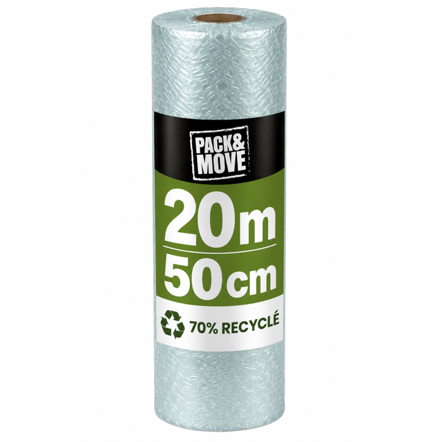 Papier bulle recyclé - Déménagement et expédition - 0,5 x 20 m - 70% recyclé