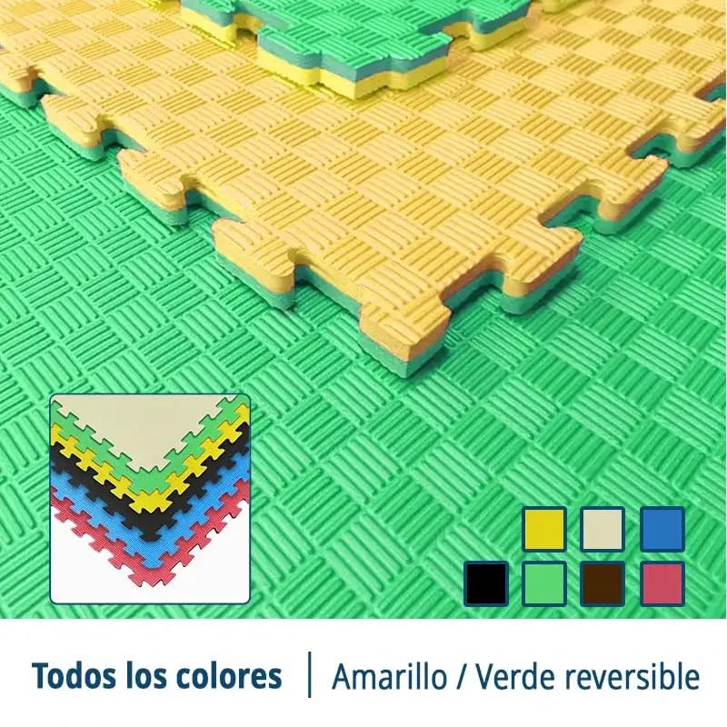 Arquiservi Tatami Puzzle 1x1x20mm Verde Amarelo (Lote 12 Unid.) Antiderrapante, yoga, pilates. - 3