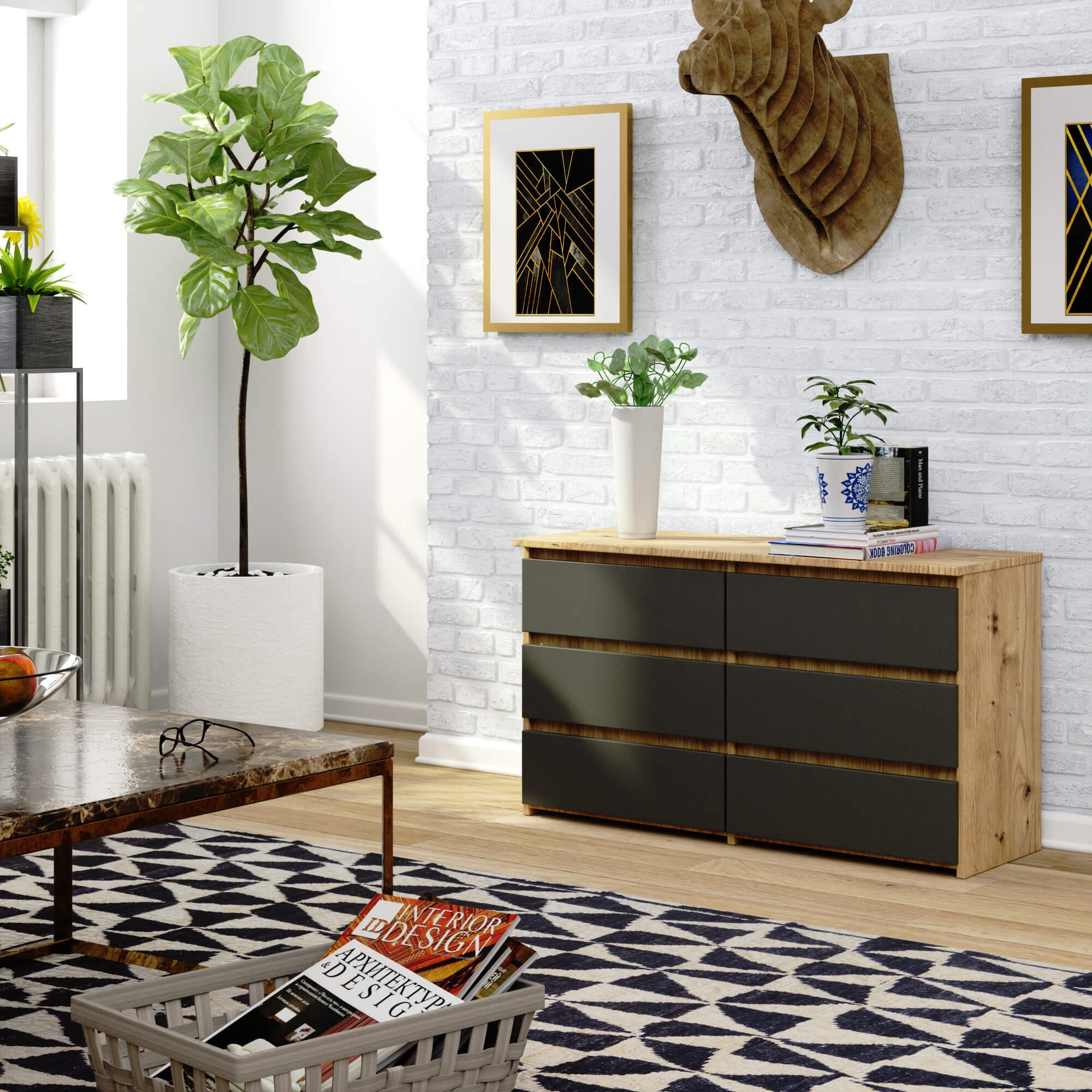 Credenza Concord, Madia moderna a 2 ante e 3 cassetti, Buffet da soggiorno, Mobile porta TV Credenza Concord, Madia moderna a 2 ante e 3 cassetti, Buffet da soggiorno, Mobile porta TV