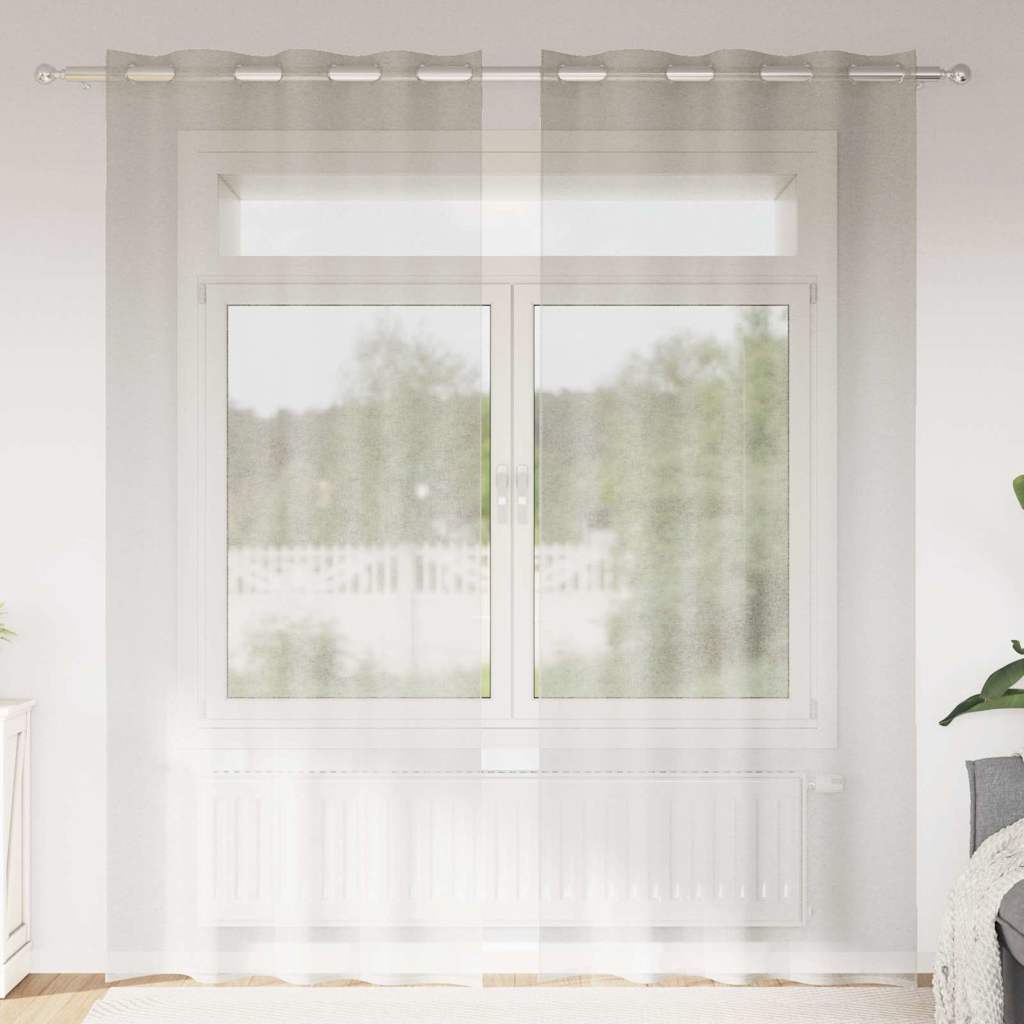 Firany Voile z zasłonami 2 pcs Kremowy 245 x 140 cm Poliester vidaXL