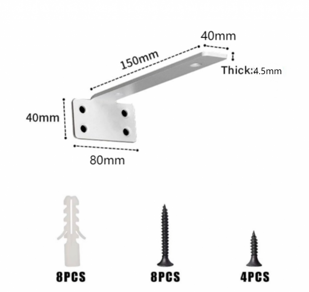 Staffe Mensola Galleggiante WELDUN - 8 Pezzi Metalliche Bianche Portata 75kg - Foto 5