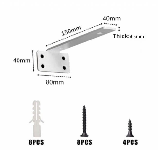 Staffe Mensola Galleggiante WELDUN - 8 Pezzi Metalliche Bianche Portata 75kg - Foto 5