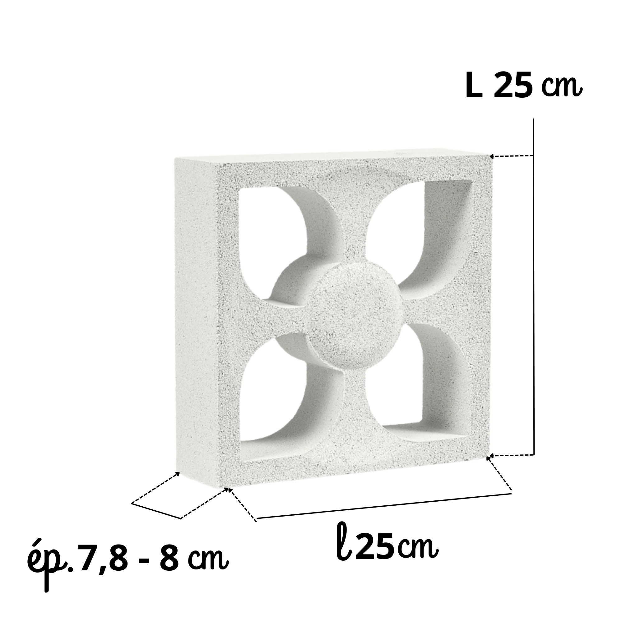 Lot de 10 pièces - CLAUSTRAS BÉTON - modèle FLEUR dimensions 25x25x7.8cm - 3
