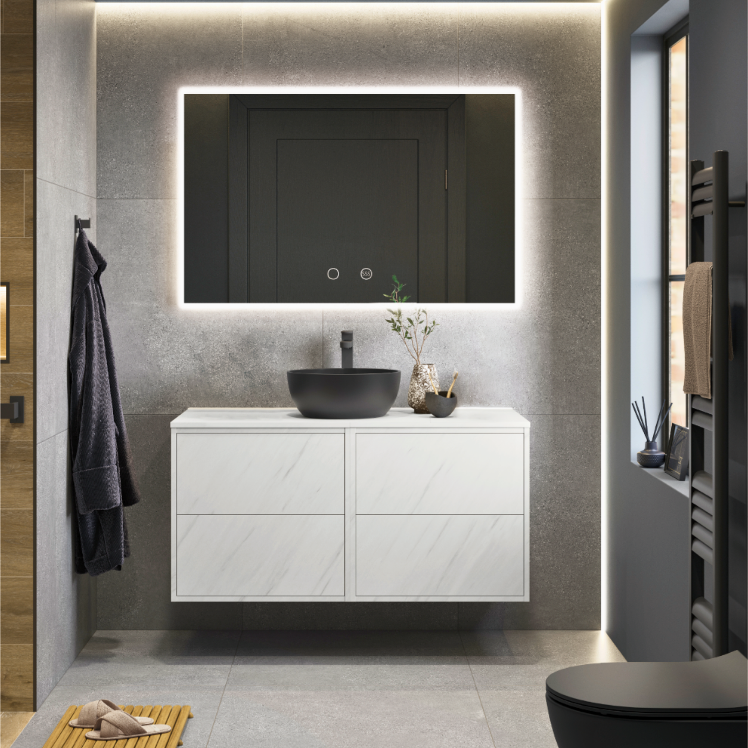 Espejo De Baño Con Luz Redondo Diam. 80 Cm Moderno, Antivaho, Intensidad Variable | Leroy Merlin