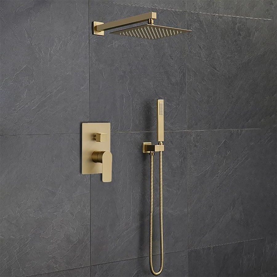🌟 Douche pluie murale dorée 250 x 250 mm | Alcor - 4