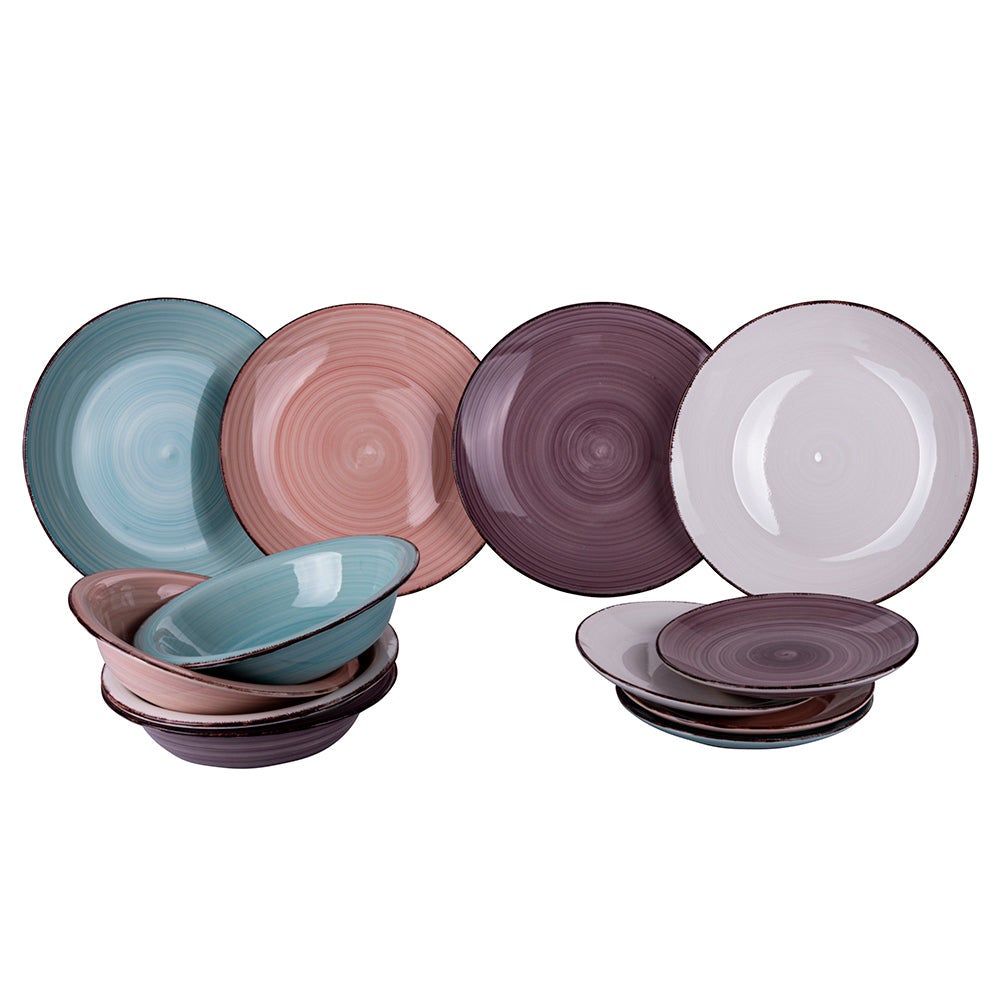 Servizio piatti 12 pezzi in gres, 4 posti tavola in 4 | FindTheDeal