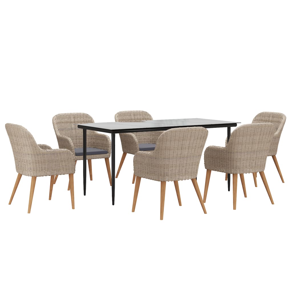 Maison Exclusive - Set da Pranzo da Giardino 7 pz con Cuscini Marrone - 3