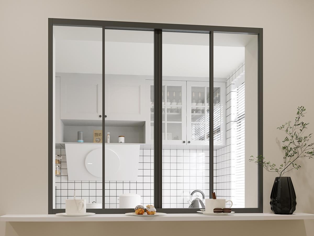 Verrière coulissante en aluminium thermolaqué noir 120 x 105 cm (L x H) – RAVENA - 7