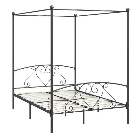 Lit à baldaquin métal gris Tommy 160x200 cm - 2