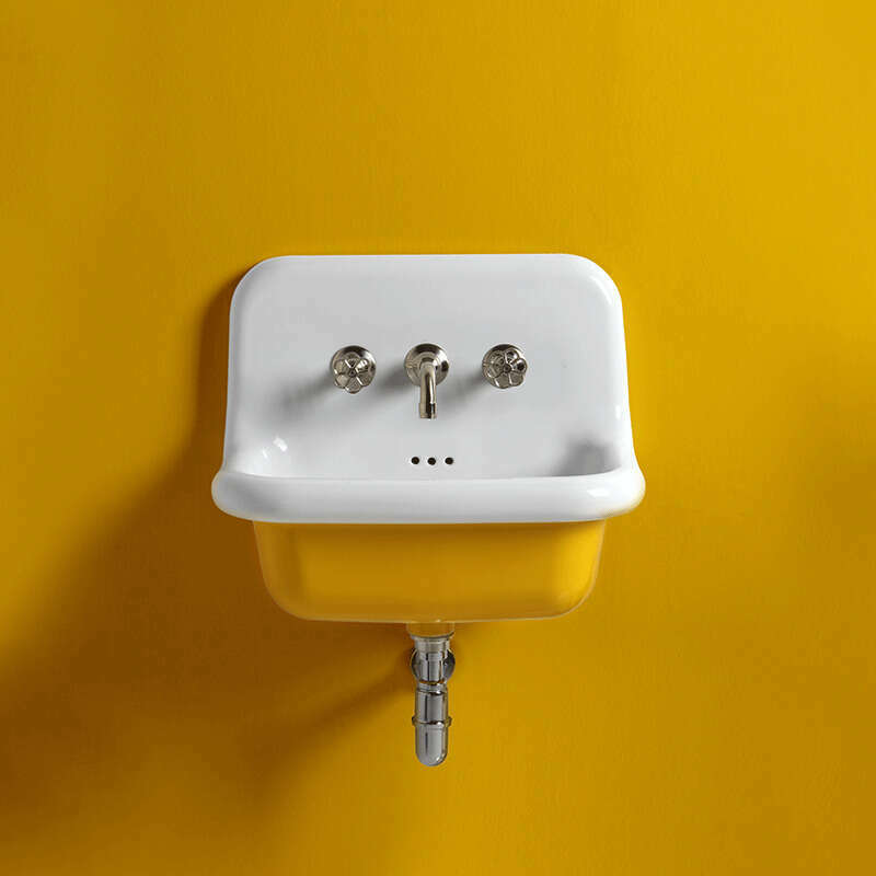 Vasque Style École en Céramique 60 cm - True Colors - Jaune Moutarde (Giallo Senape) - 4