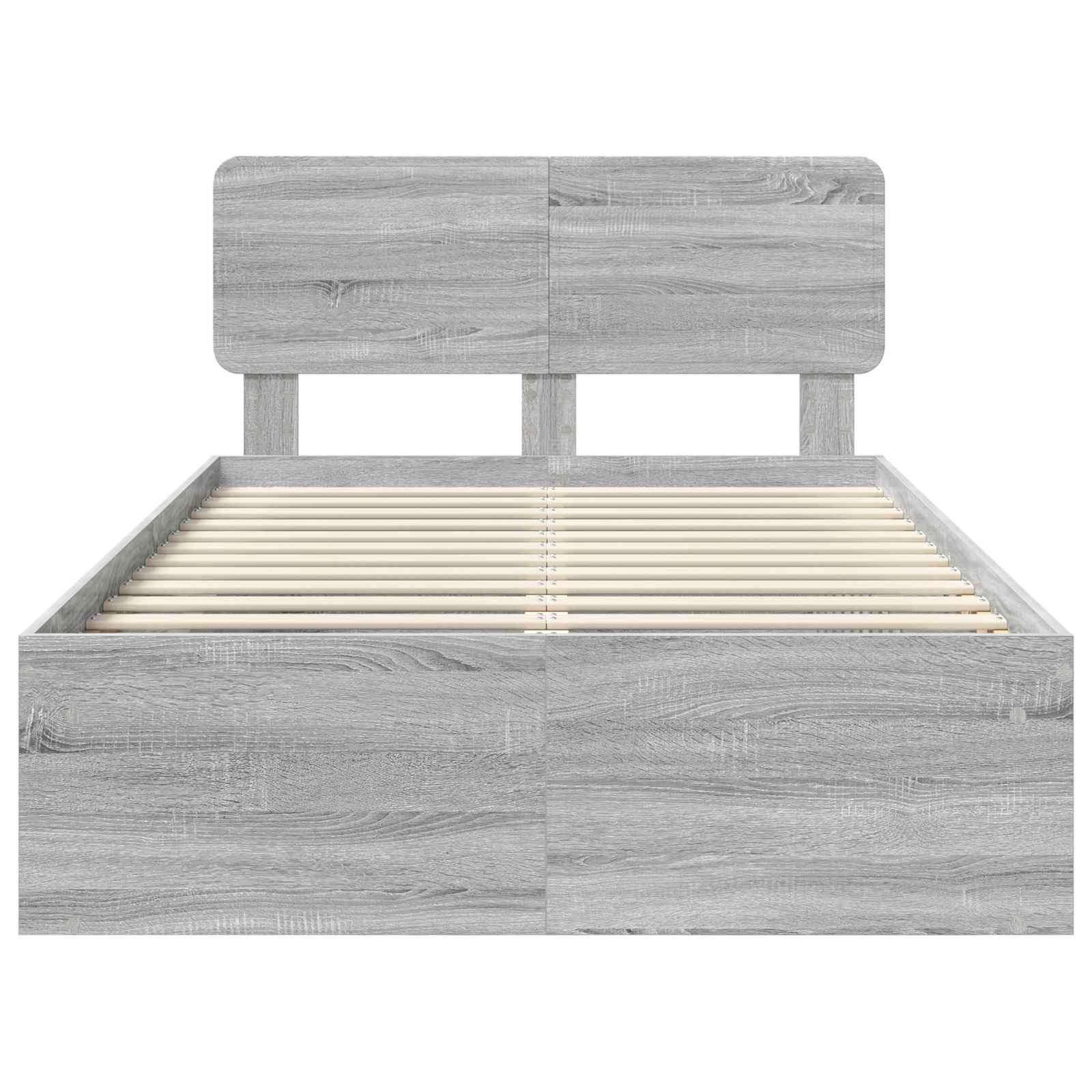 Cadre de lit en pin massif gris pour la chambre, 135 × 190 cm - 7