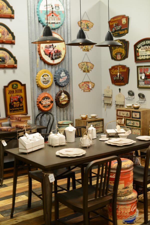 Table moderne avec plateau en fer marron cm 80 x 160 xh 76 - 5