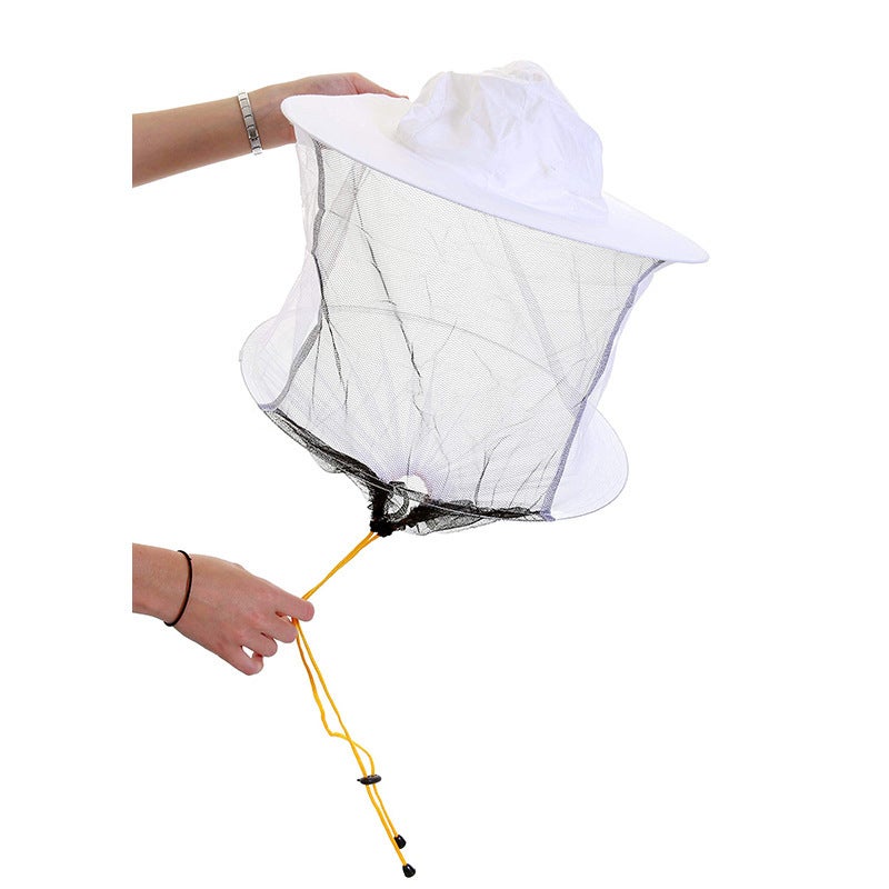 Chapéu de proteção, em malha preta e branca, chapéu de apicultor com anel duplo de aço. - 4