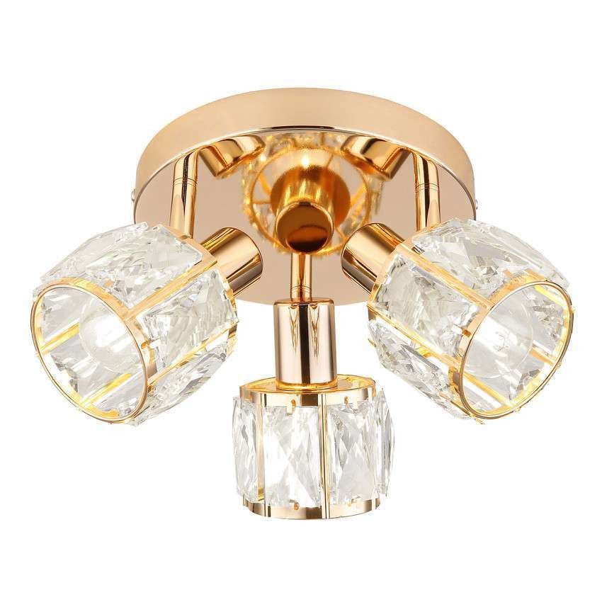 Lampa sufitowa wisząca Dubai złoto-przezroczysty 3xE14x40W kryształowa wym: 16 x 36 x 36 cm szkło Candellux
