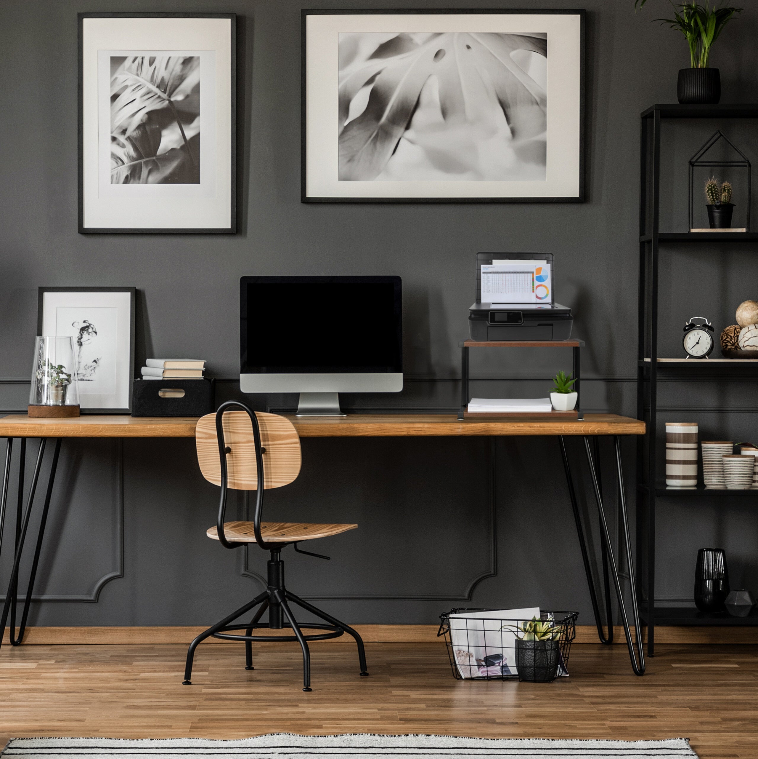 Monitor Stand Cajonera Escritorio Relaxdays Soporte Impresora Para