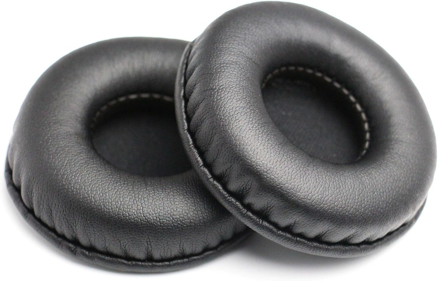 Uniwersalne poduszki zamienne 75 mm – zestaw z miękkiej skóry, kompatybilne z większością słuchawek (czarne, 1 para)