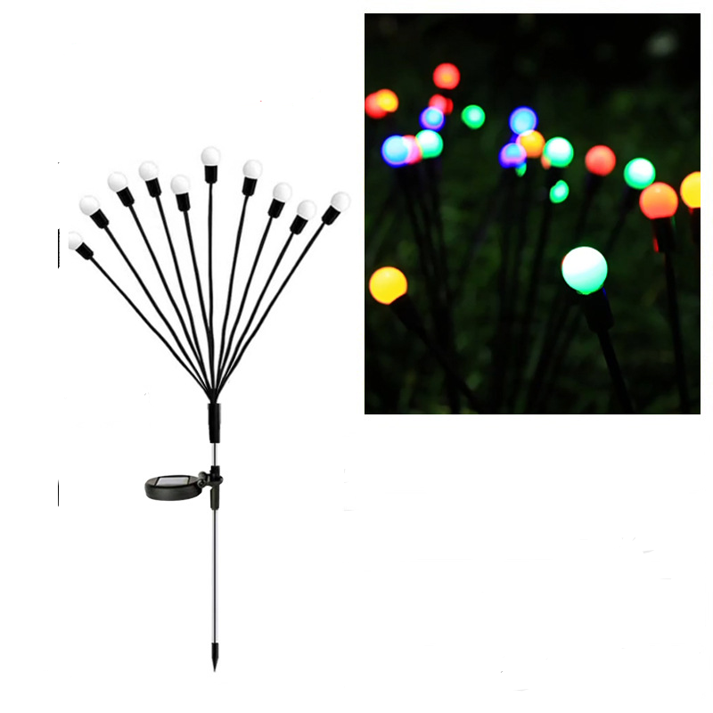 Zestaw 4 zewnętrznych lampek solarnych, 10 diod LED, wodoodporność IP65, idealne do ogrodu, na patio, do krzewów i dekoracji (wielokolorowe)