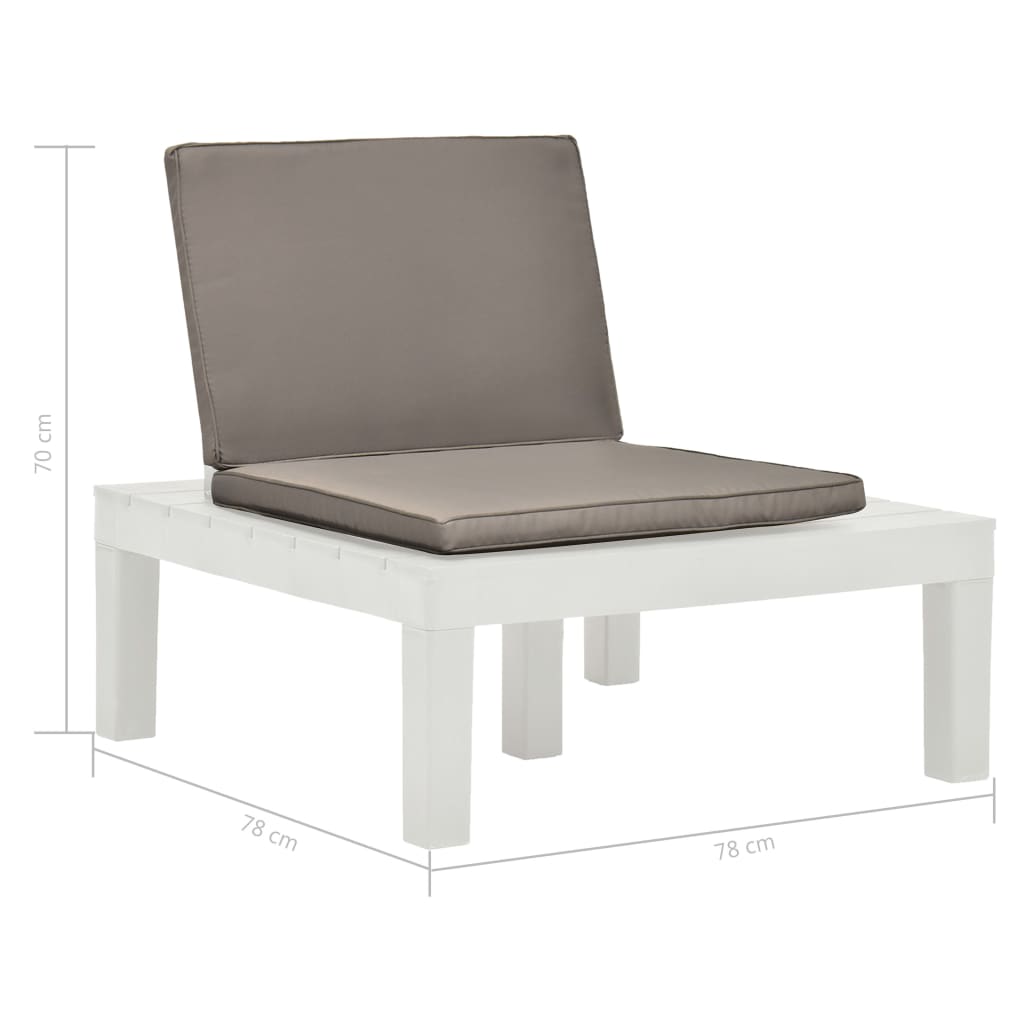 Chaise de jardin avec coussin en Plastique Blanc - 7