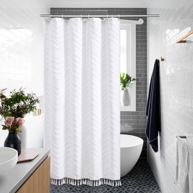 Lush Decor Tenda Doccia Darla – 183x183 Cm, Tessuto 100% Poliestere, Motivo Floreale Increspato, Stile Rustico Chic, Lavaggio A Secco