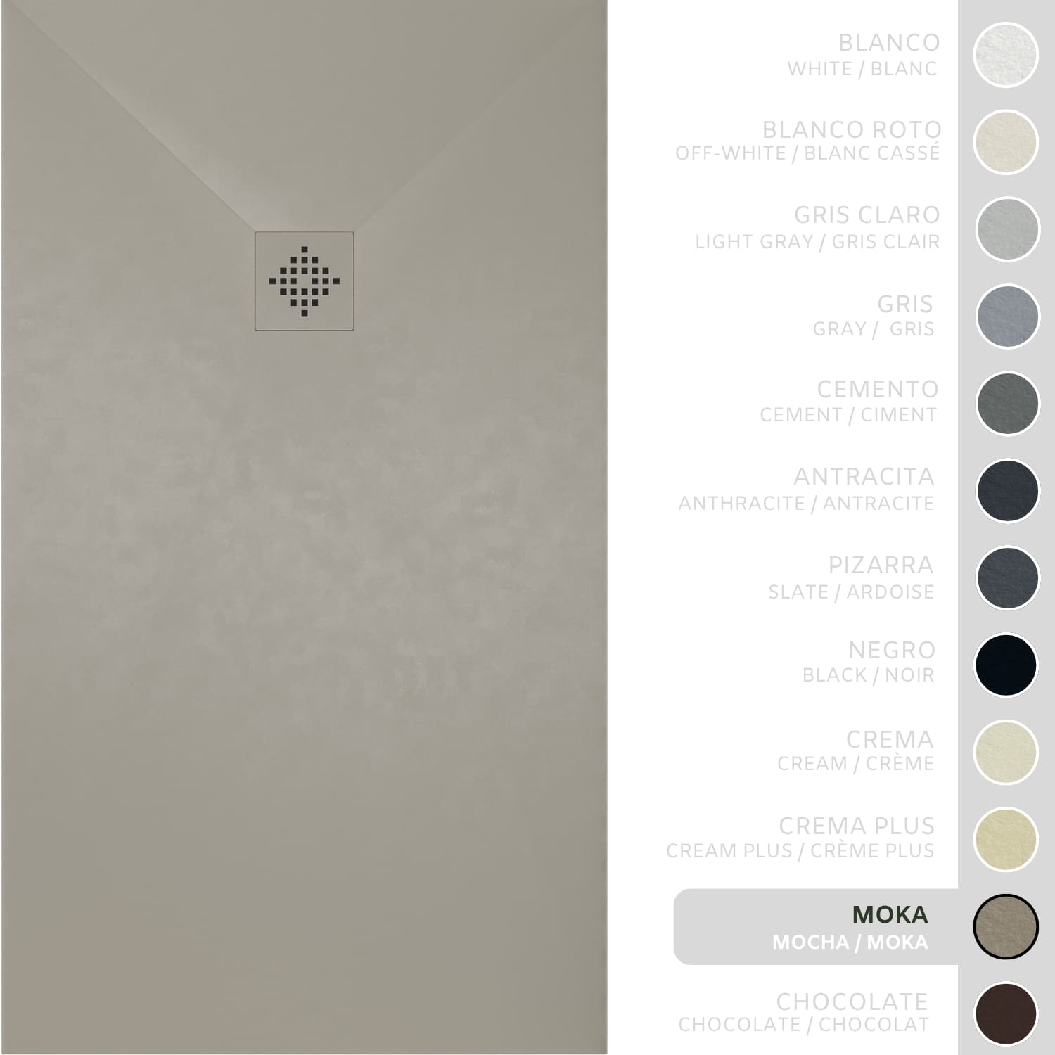 SOULHOME Brodzik prysznicowy– Żywica– Gel Coat– Gładka/Kamienna tekstura – Antypoślizgowy – Kolor Moka – 120X75- Niski 3 cm– SAME