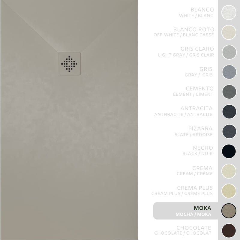 SOULHOME Brodzik prysznicowy– Żywica– Gel Coat– Gładka/Kamienna tekstura – Antypoślizgowy – Kolor Moka – 120X75- Niski 3 cm– SAME