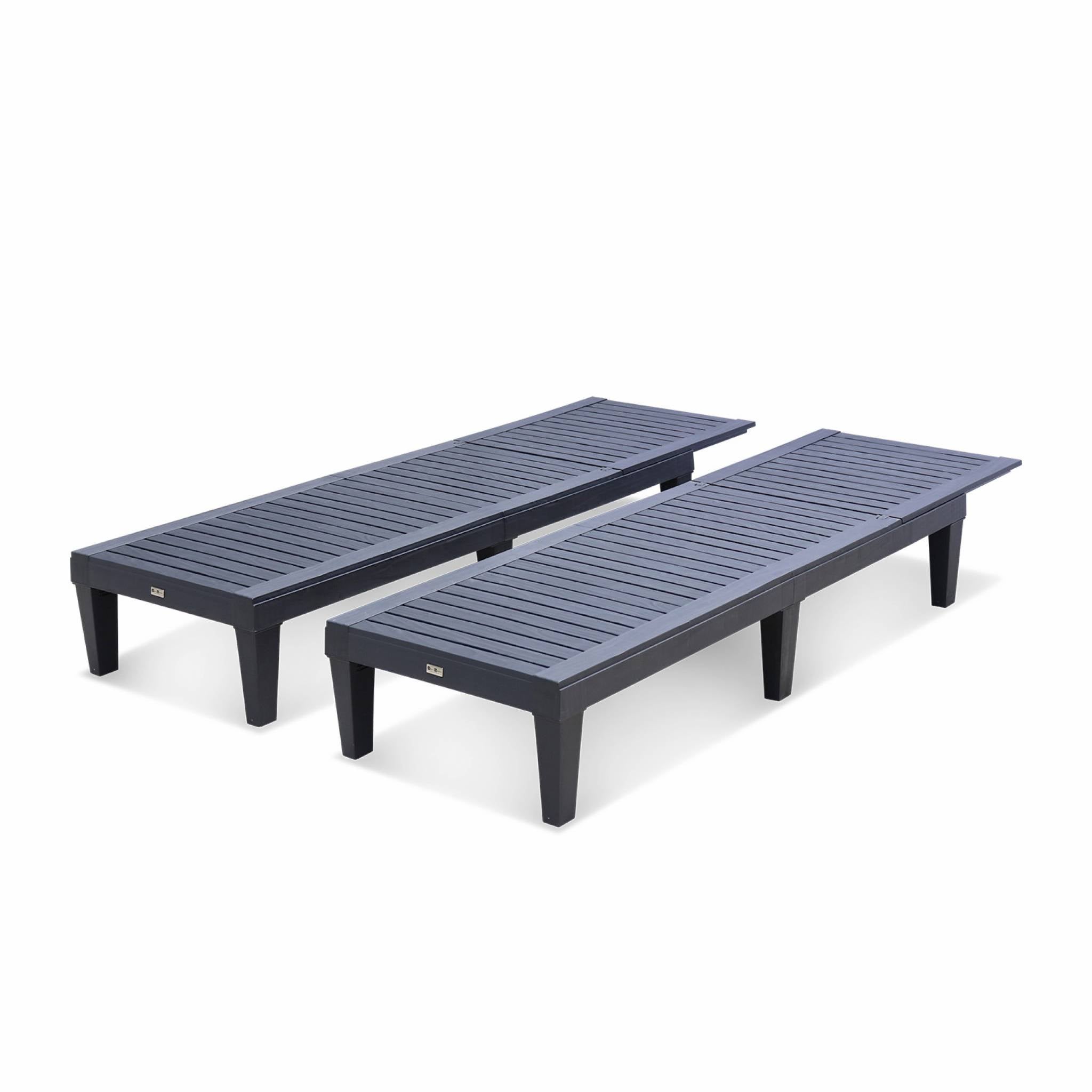 Lot de 2 bains de soleil. PIA. transats multi positions. en plastique. noir PIA - 3