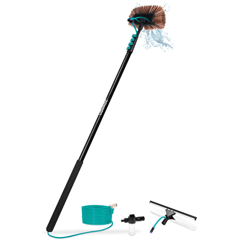 Kit Pulizia Pannelli Fotovoltaici E Finestre Con Asta Telescopica 6m/20FT: Spazzola Con Alimentazione Acqua Per Pulizia Alte Quote